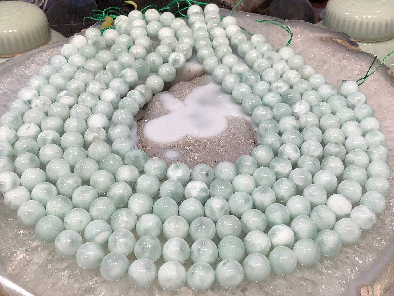 Green angelite 10mm round gemstone beads