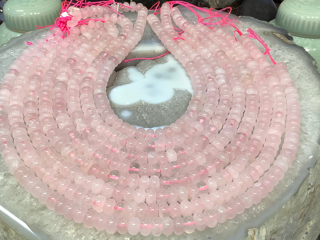 Natural Rose Quartz rondelle 8mm gemstone beads