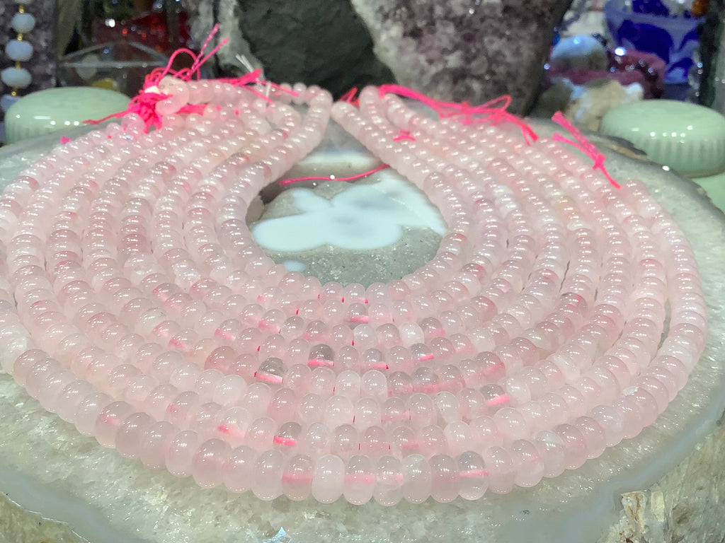 Natural Rose Quartz rondelle 8mm gemstone beads