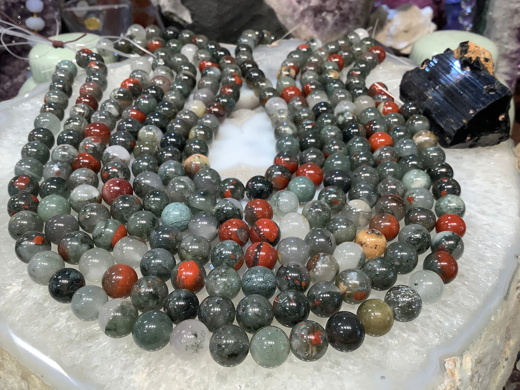 Natural Bloodstone 10mm gemstone round beads