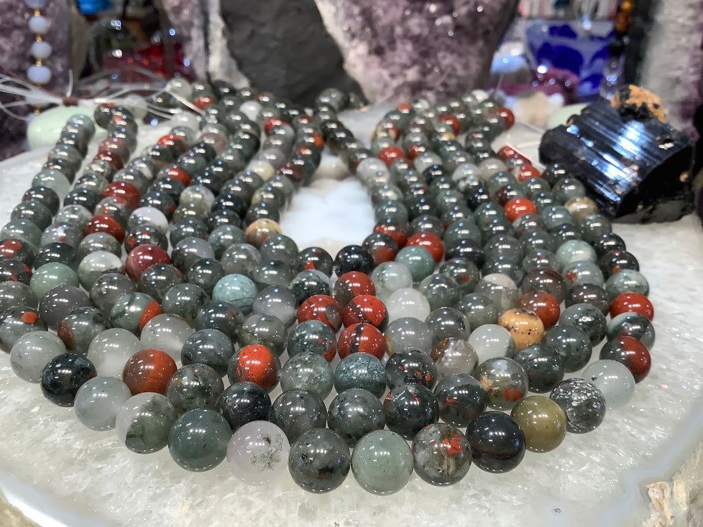 Natural Bloodstone 10mm gemstone round beads