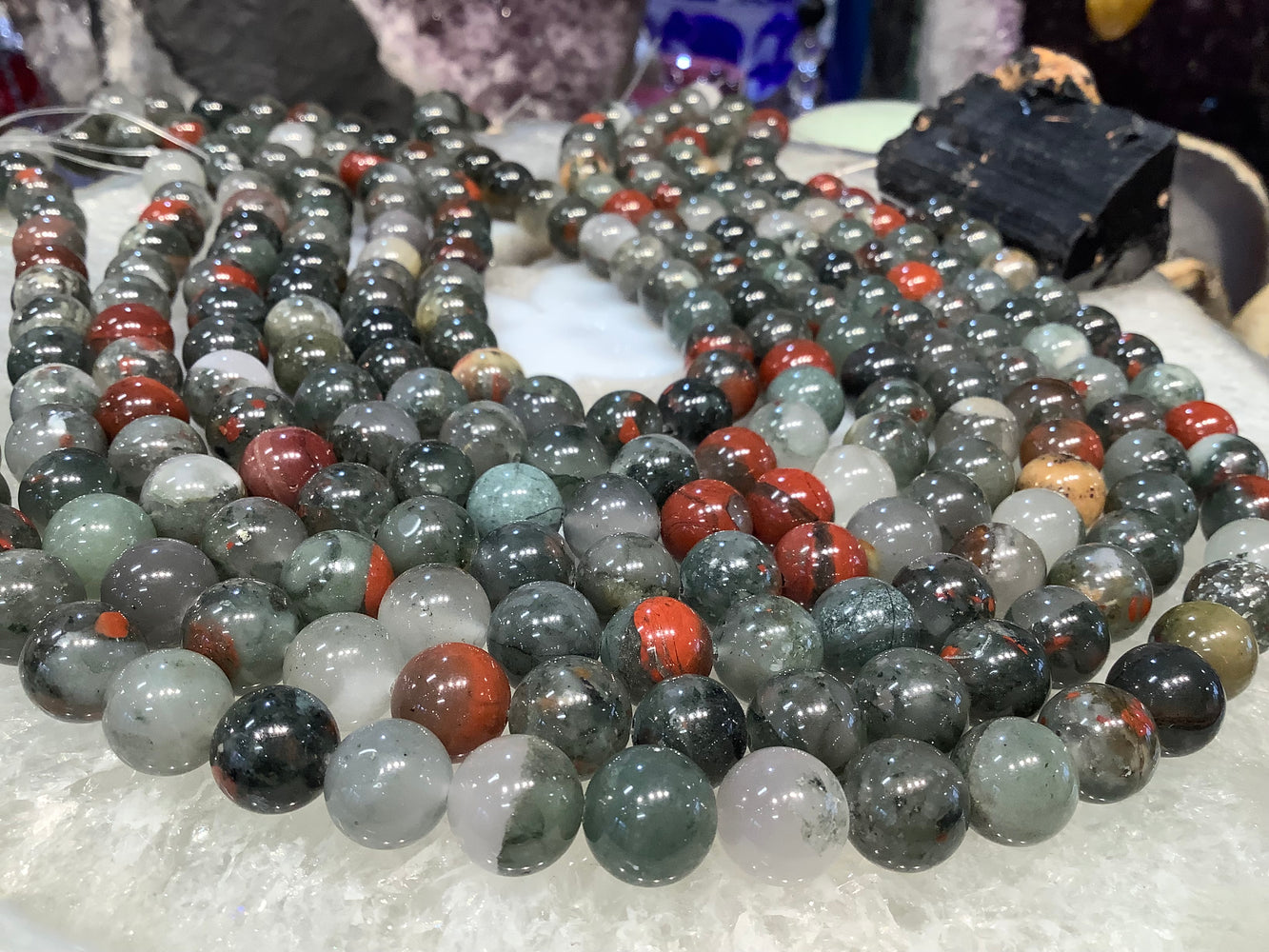 Natural Bloodstone 10mm gemstone round beads