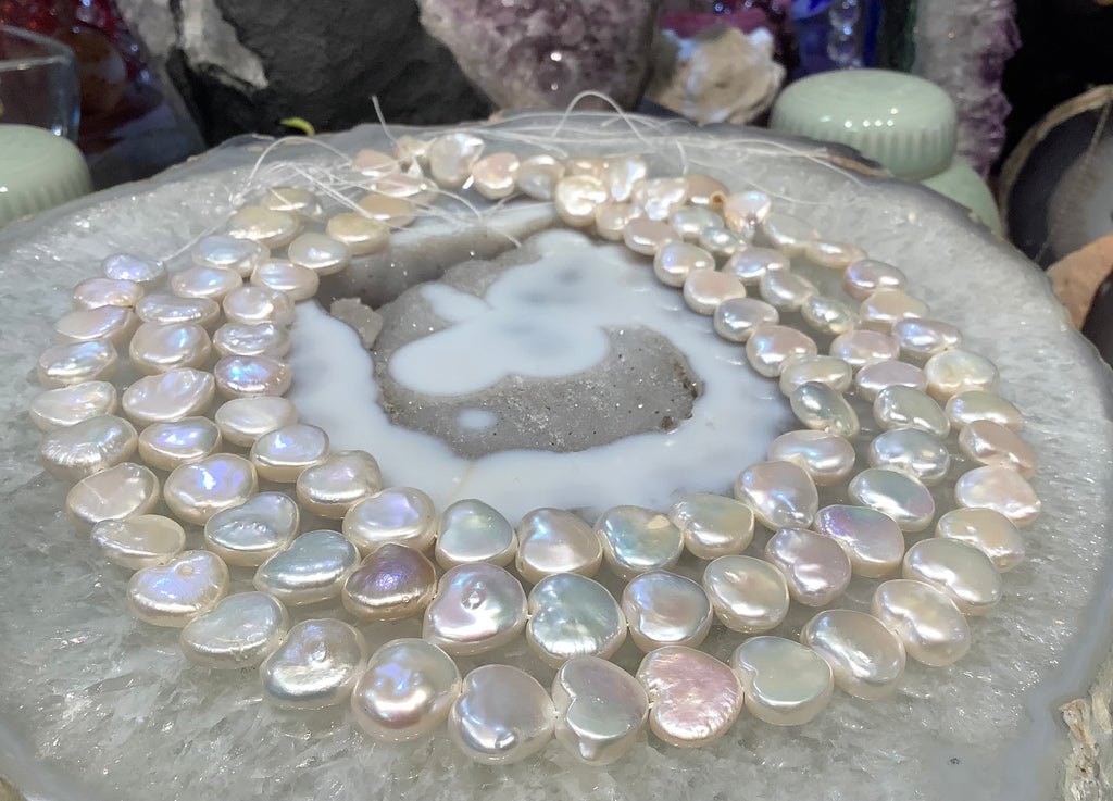 Natural white Heart shape 13mm freshwater pearl beads