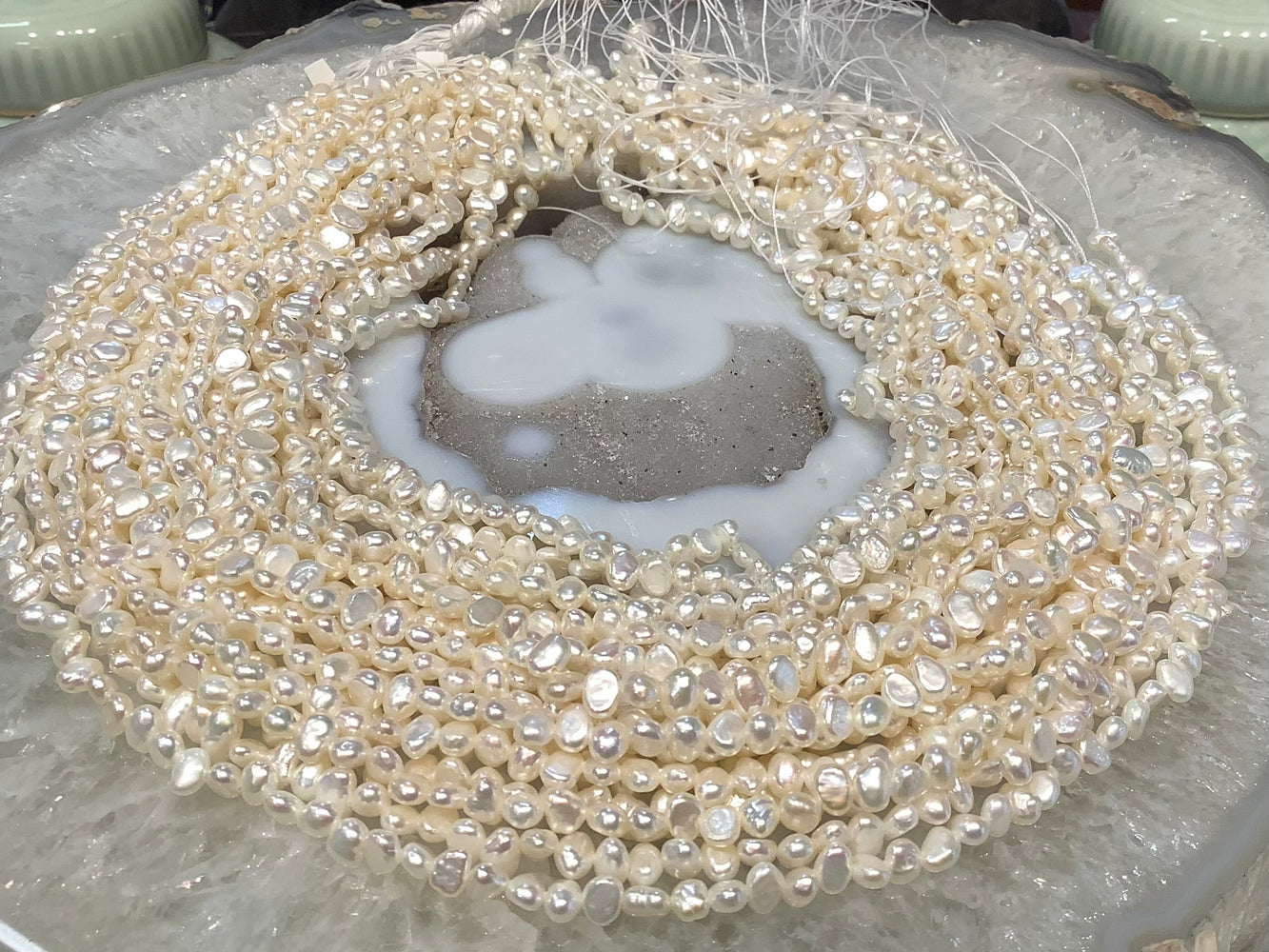 Ivory 4x5mm freshwater pearl beads