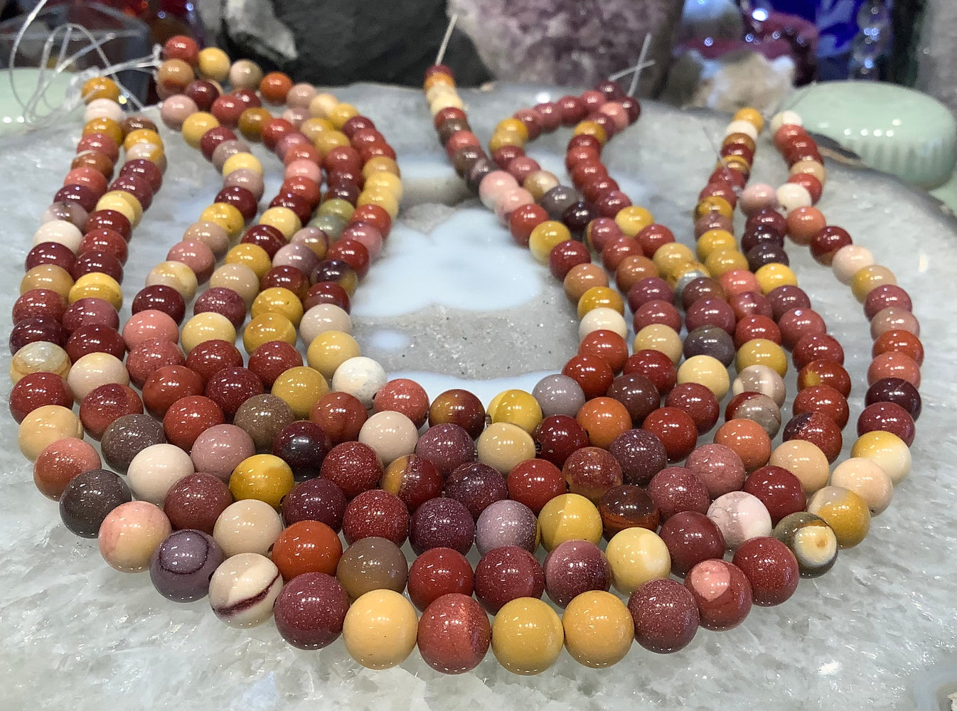 Mookaite 8mm round matrix gemstone beads