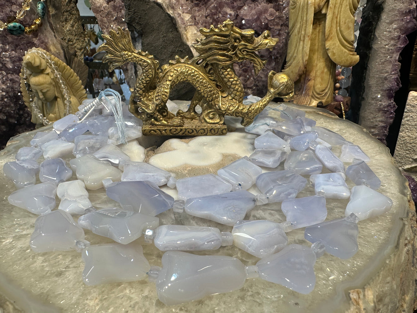 Blue lace agate faceted cut cloud gemstones