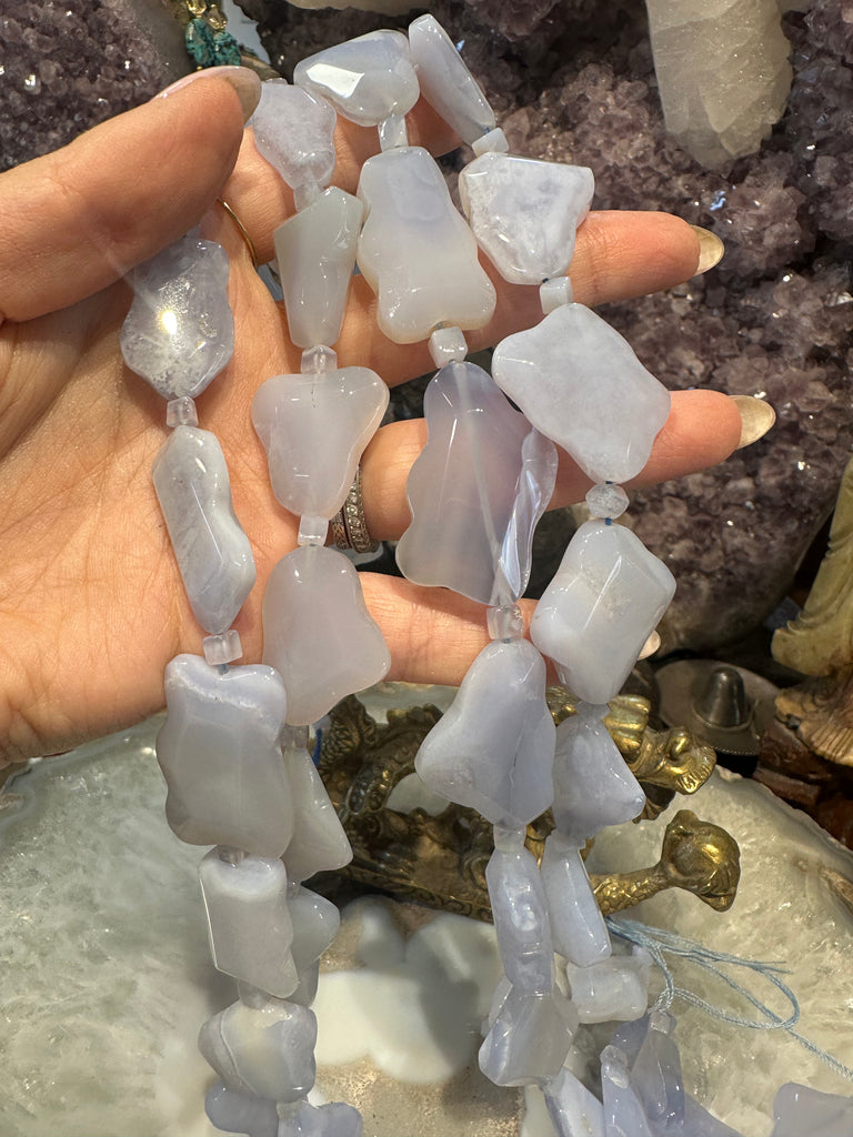 Blue lace agate faceted cut cloud gemstones