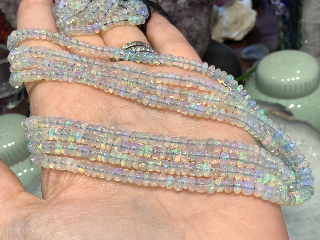 Ethiopian fire opal 4mm smooth rondelle gemstones