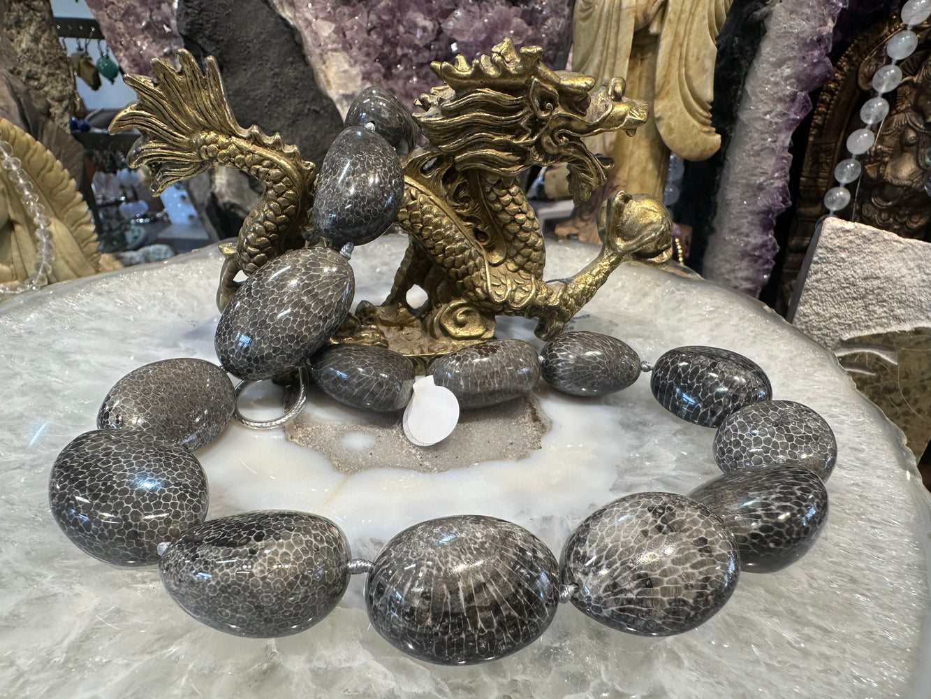 Bryzoan fossil coral 24-27mm tumble