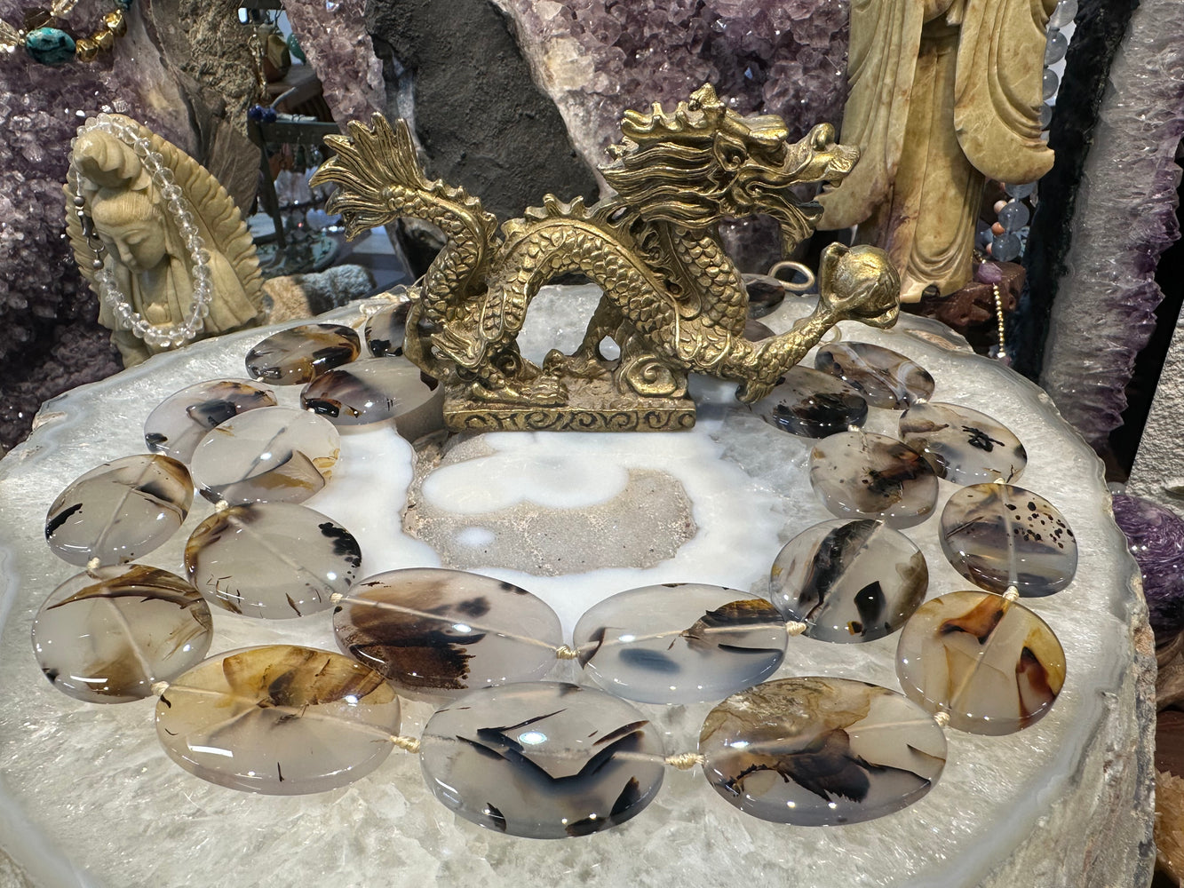 Montana moss agate oval 34mm gemstones