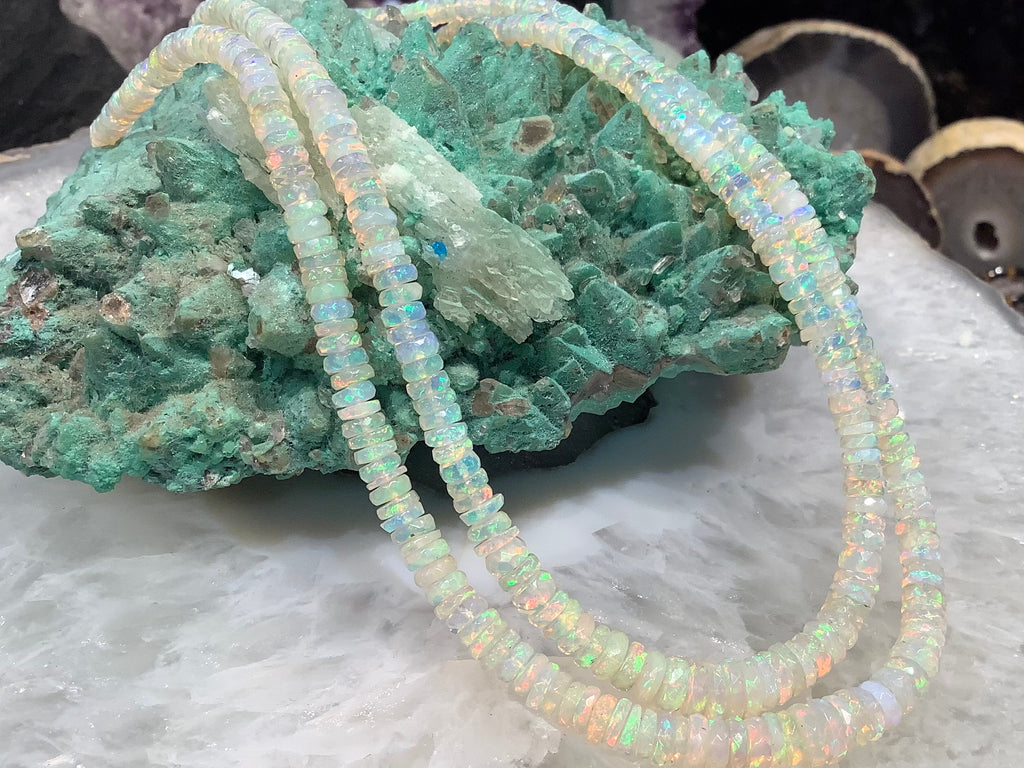 Stunning Large Ethiopian fire opal 4-7mm faceted rondelle gemstone
