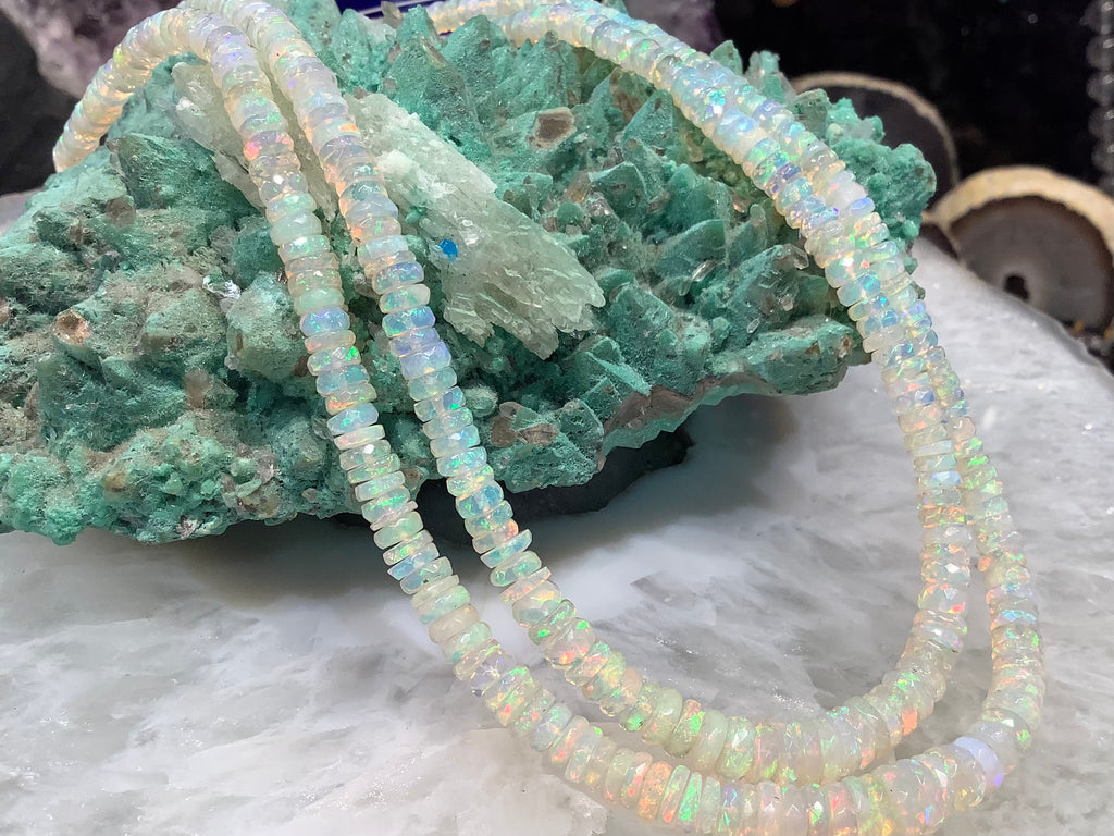 Stunning Large Ethiopian fire opal 4-7mm faceted rondelle gemstone