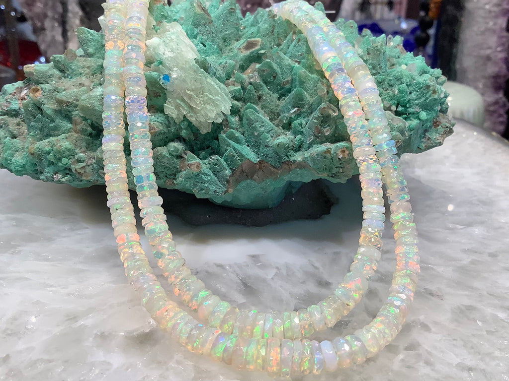 Stunning Large Ethiopian fire opal 4-7mm faceted rondelle gemstone