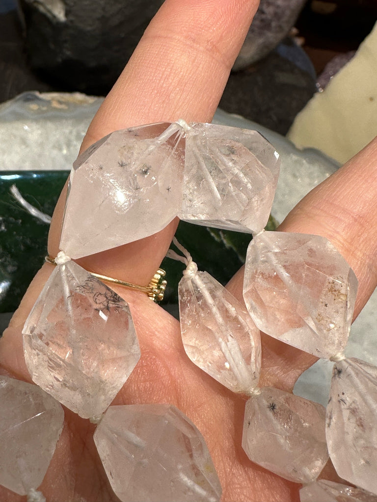 Rare One of A Kind Hollandite star Quartz faceted gemstone Beads