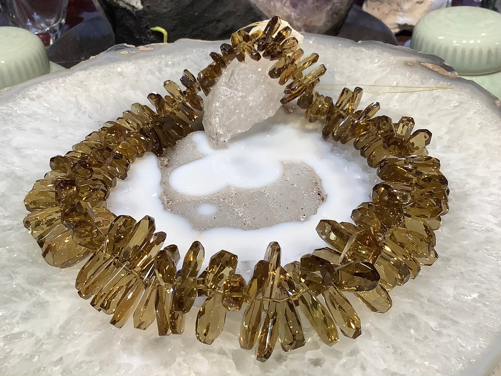 Stunning whiskey Quartz unique Faceted cut gemstone top drilled pendant beads