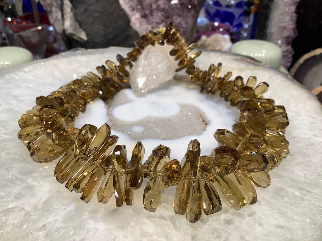 Stunning whiskey Quartz unique Faceted cut gemstone top drilled pendant beads