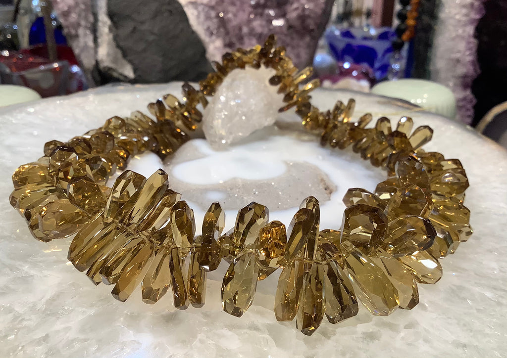 Stunning whiskey Quartz unique Faceted cut gemstone top drilled pendant beads