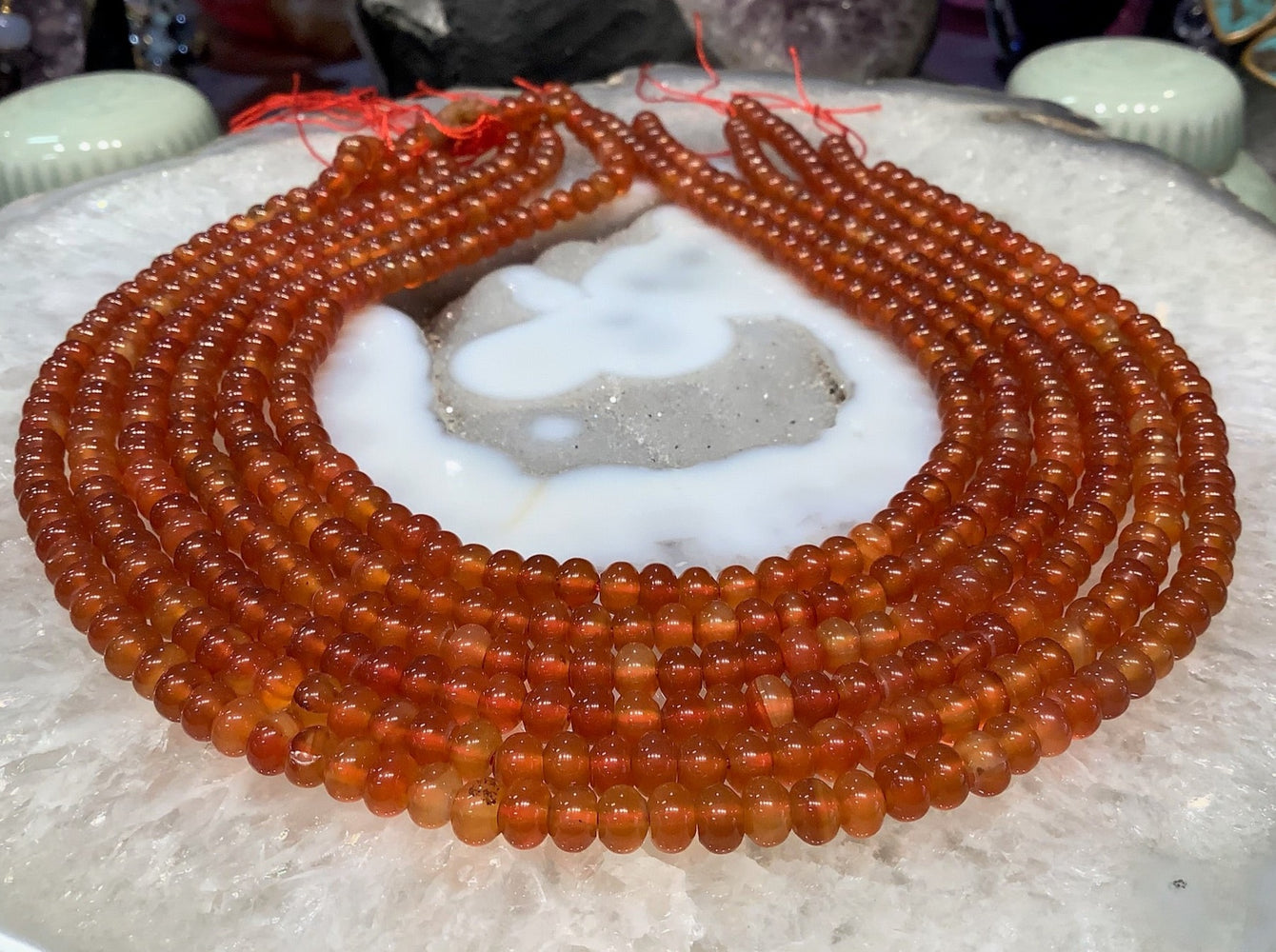 6mm Orange Carnelian Rondelle Gemstone Beads