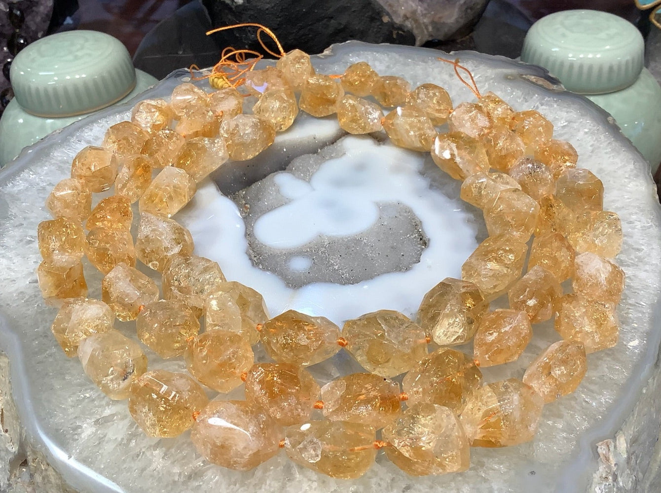 Golden Citrine Faceted Cut Nugget Gemstone Beads