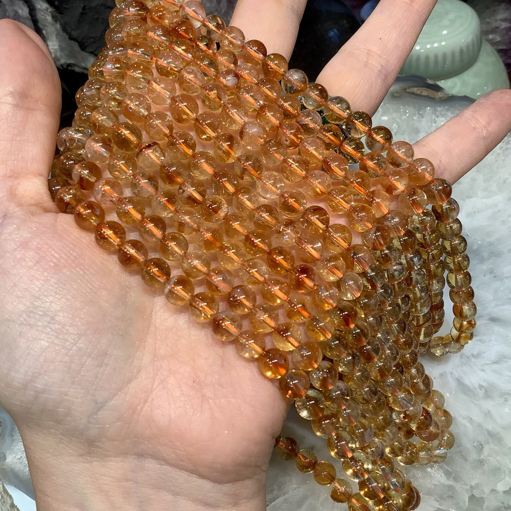 6.5mm Golden Citrine Round Gemstone Beads