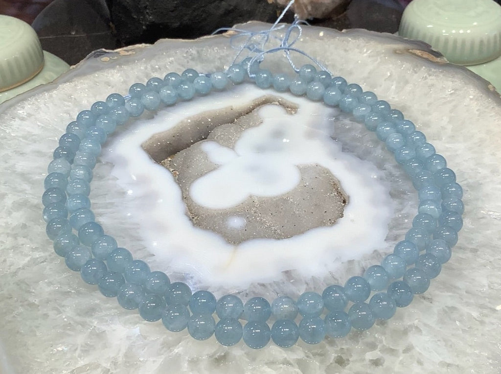 Natural Blue Aquamarine Round Gemstone Beads - 8mm #2
