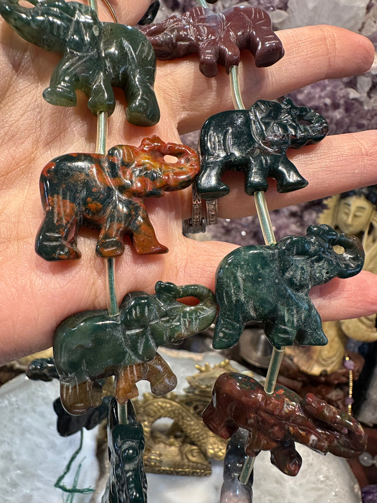 Superb Bloodstone elephant carving gemstone