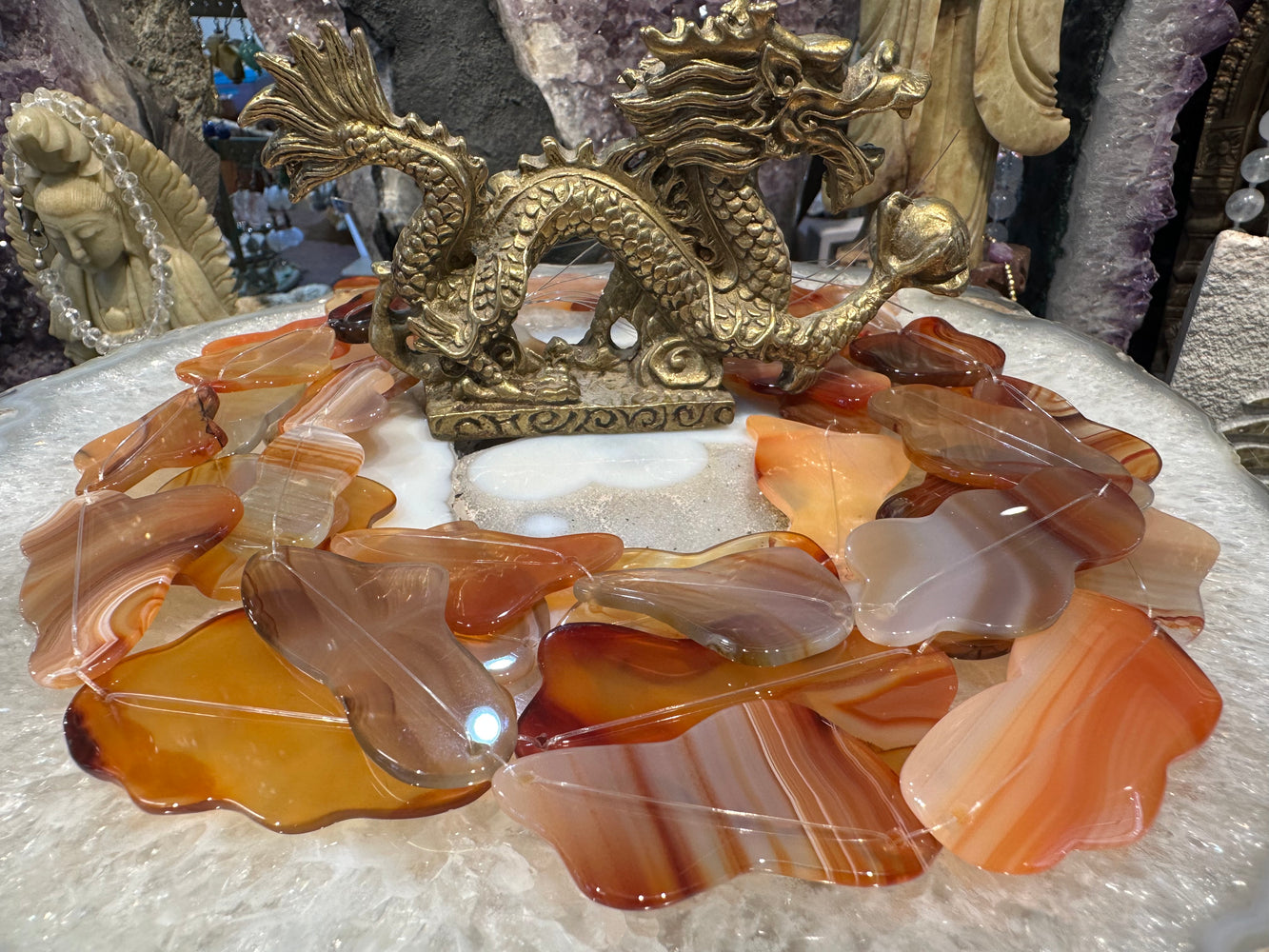 Carnelian cloud swirl connector gemstone
