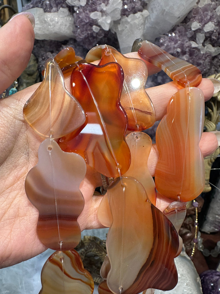 Carnelian cloud swirl connector gemstone
