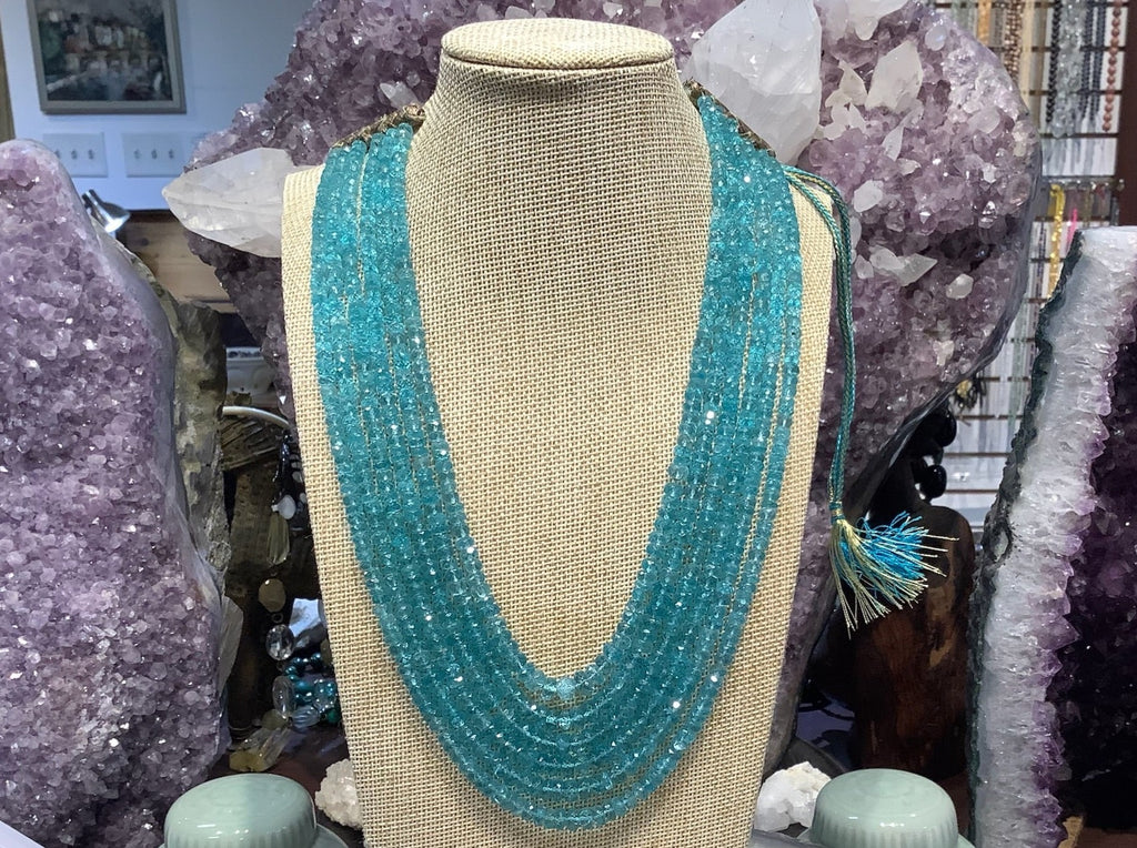 Aqua Blue Apatite Faceted Rondelle Gemstone Beads