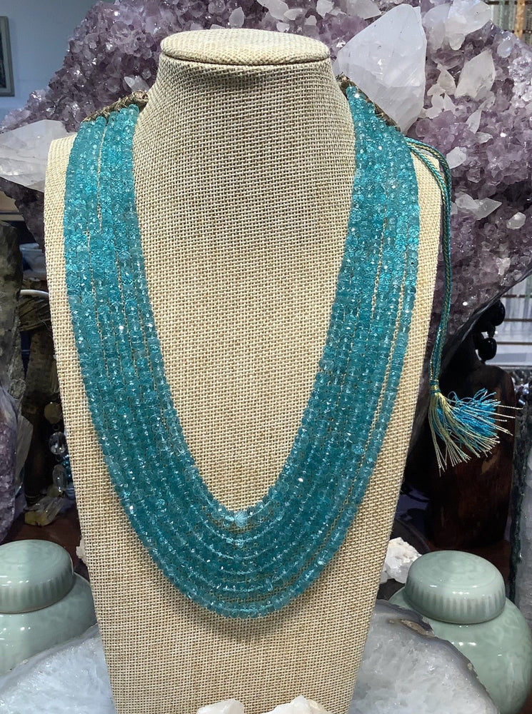 Aqua Blue Apatite Faceted Rondelle Gemstone Beads