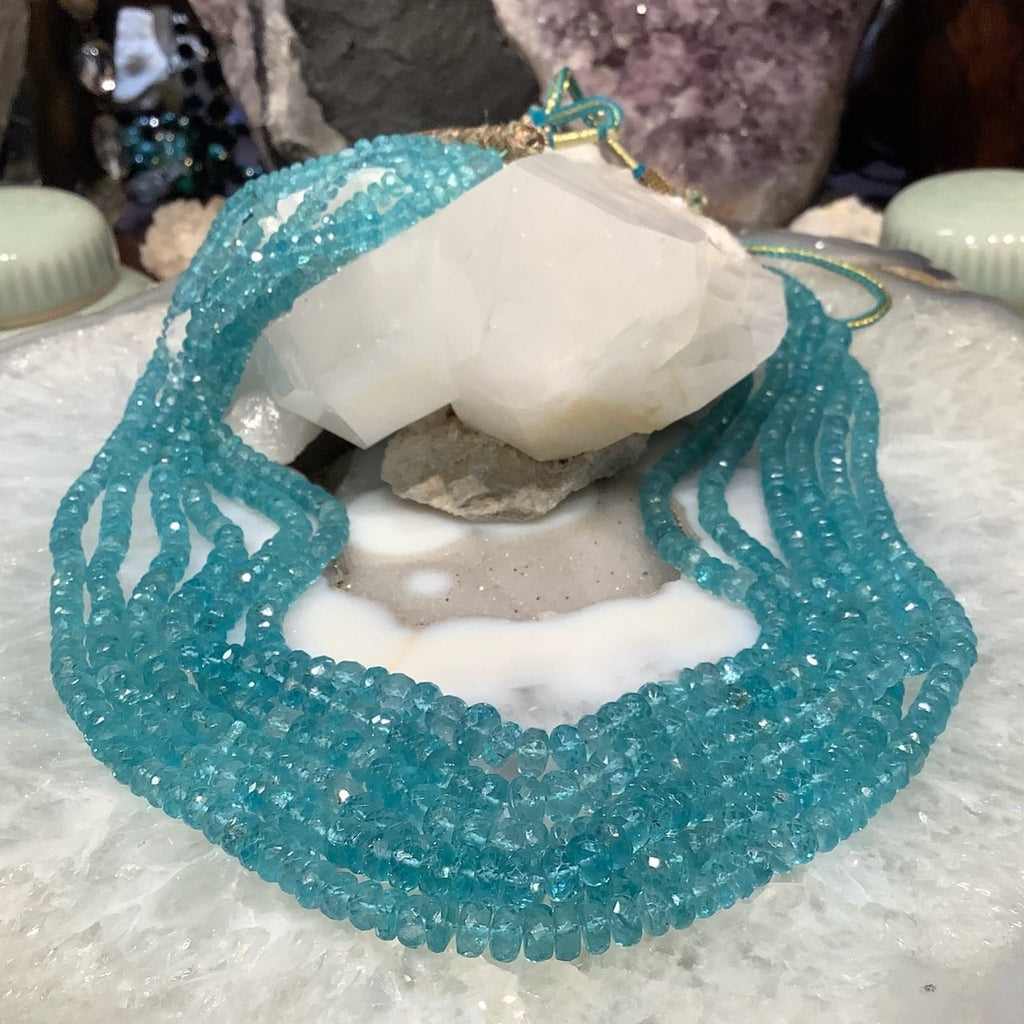 Aqua Blue Apatite Faceted Rondelle Gemstone Beads