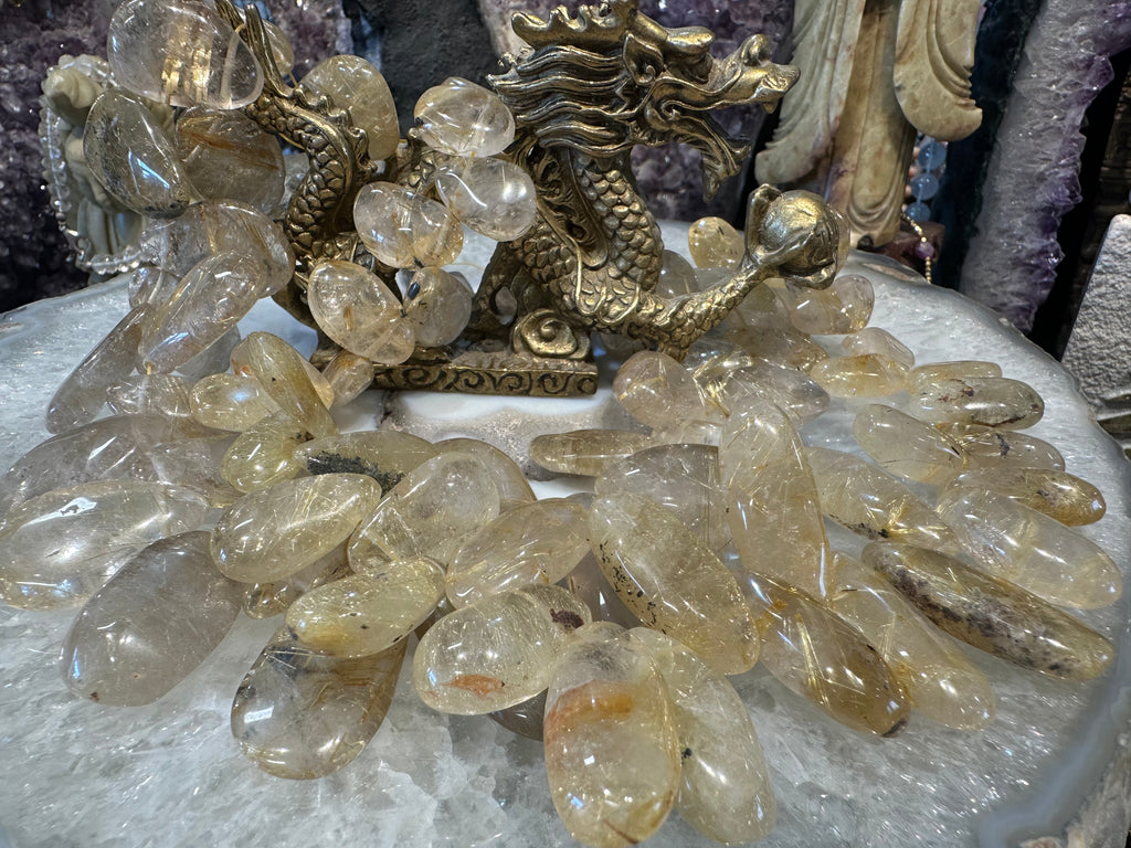 Golden rutile quartz top drilled gemstone