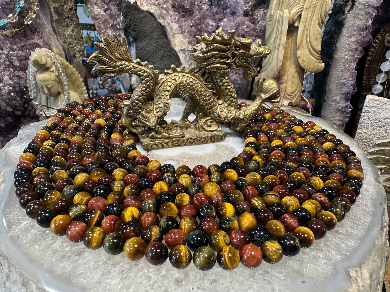 Multicolour 8mm tiger eye gemstones