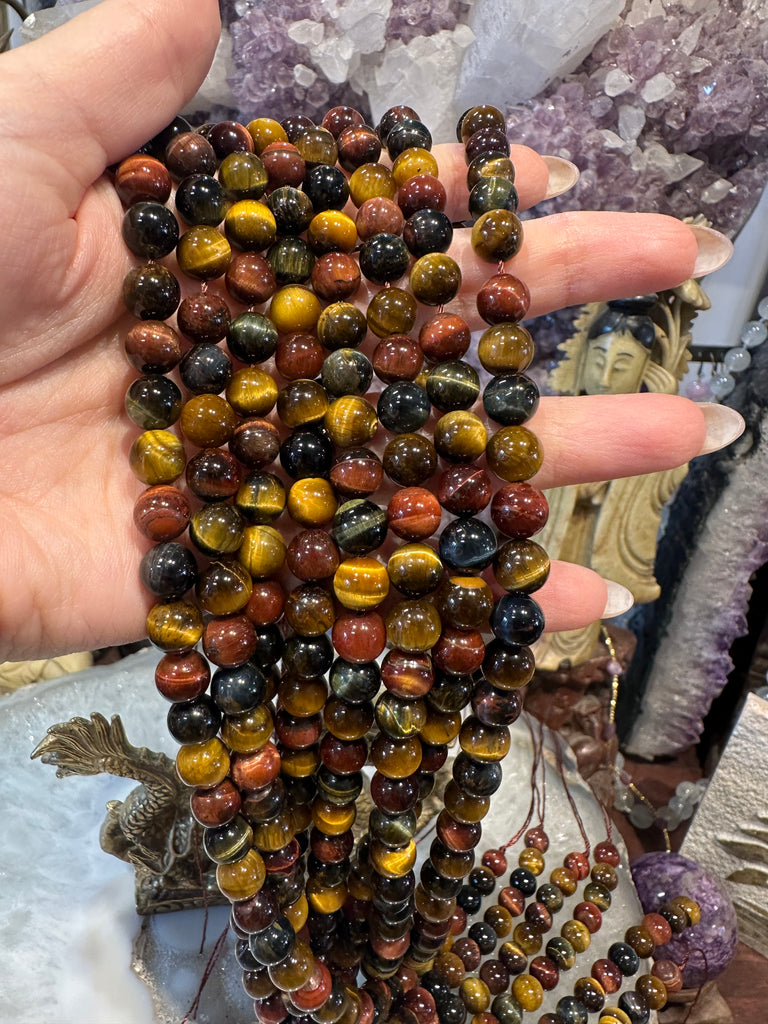 Multicolour 8mm tiger eye gemstones
