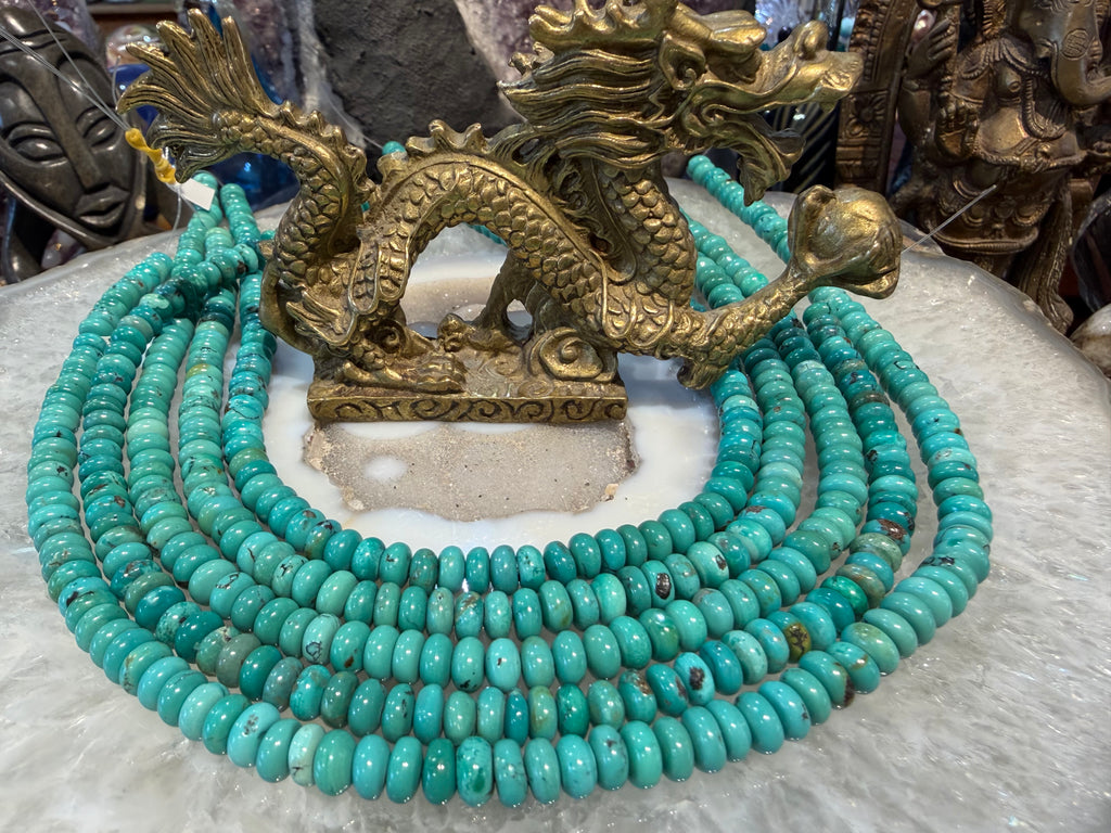 Turquoise matrix 7mm smooth rondelle gemstone beads