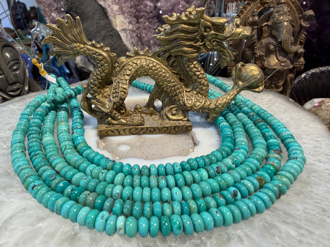 Turquoise matrix 7mm smooth rondelle gemstone beads