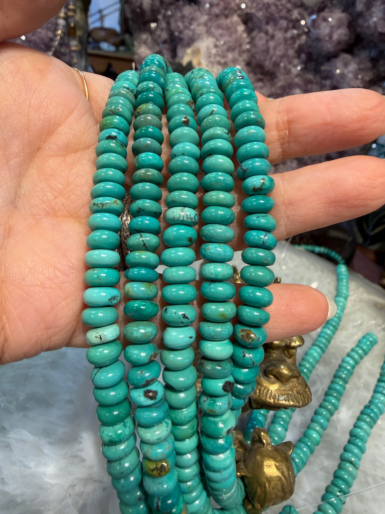 Turquoise matrix 7mm smooth rondelle gemstone beads