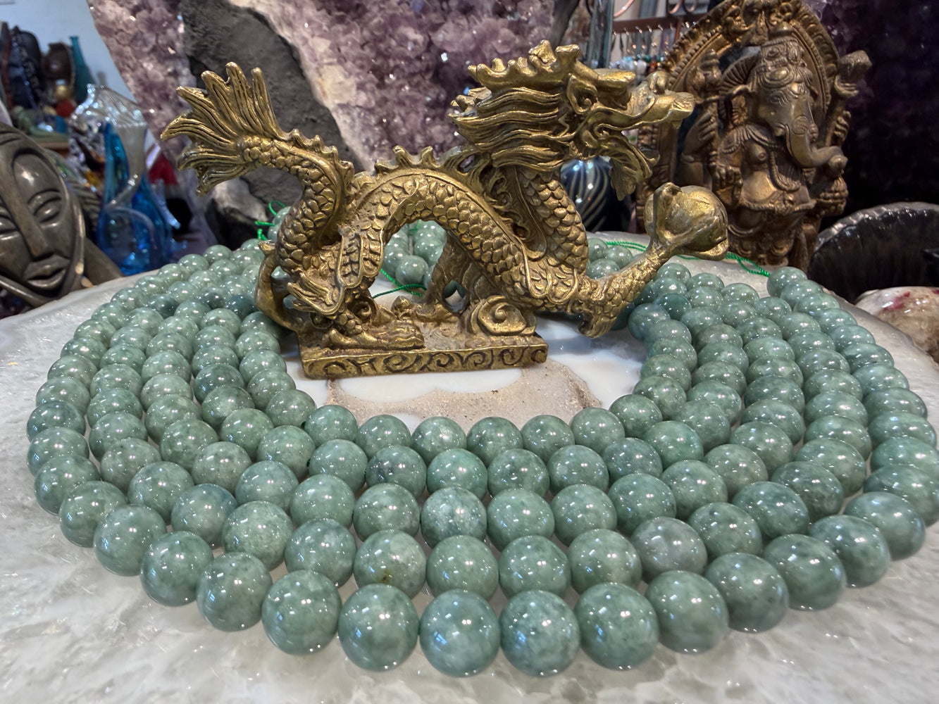 Green jadeite jade 10mm gemstones