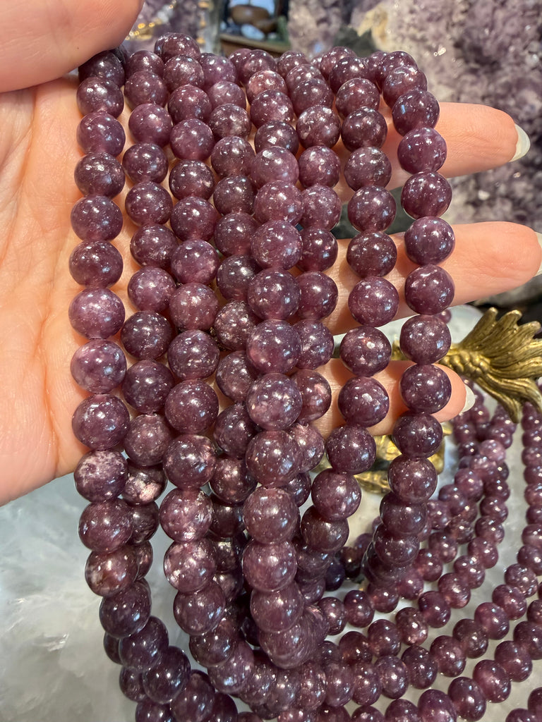 Deep Lepidolite 8mm gemstones