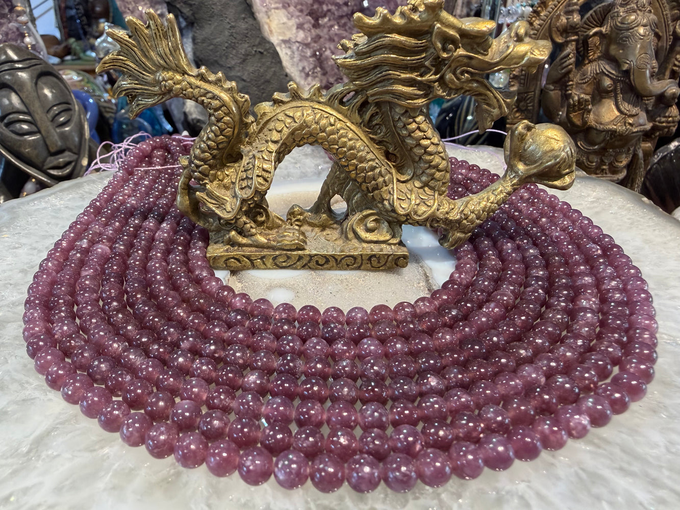 Deep lepidolite 6mm gemstones