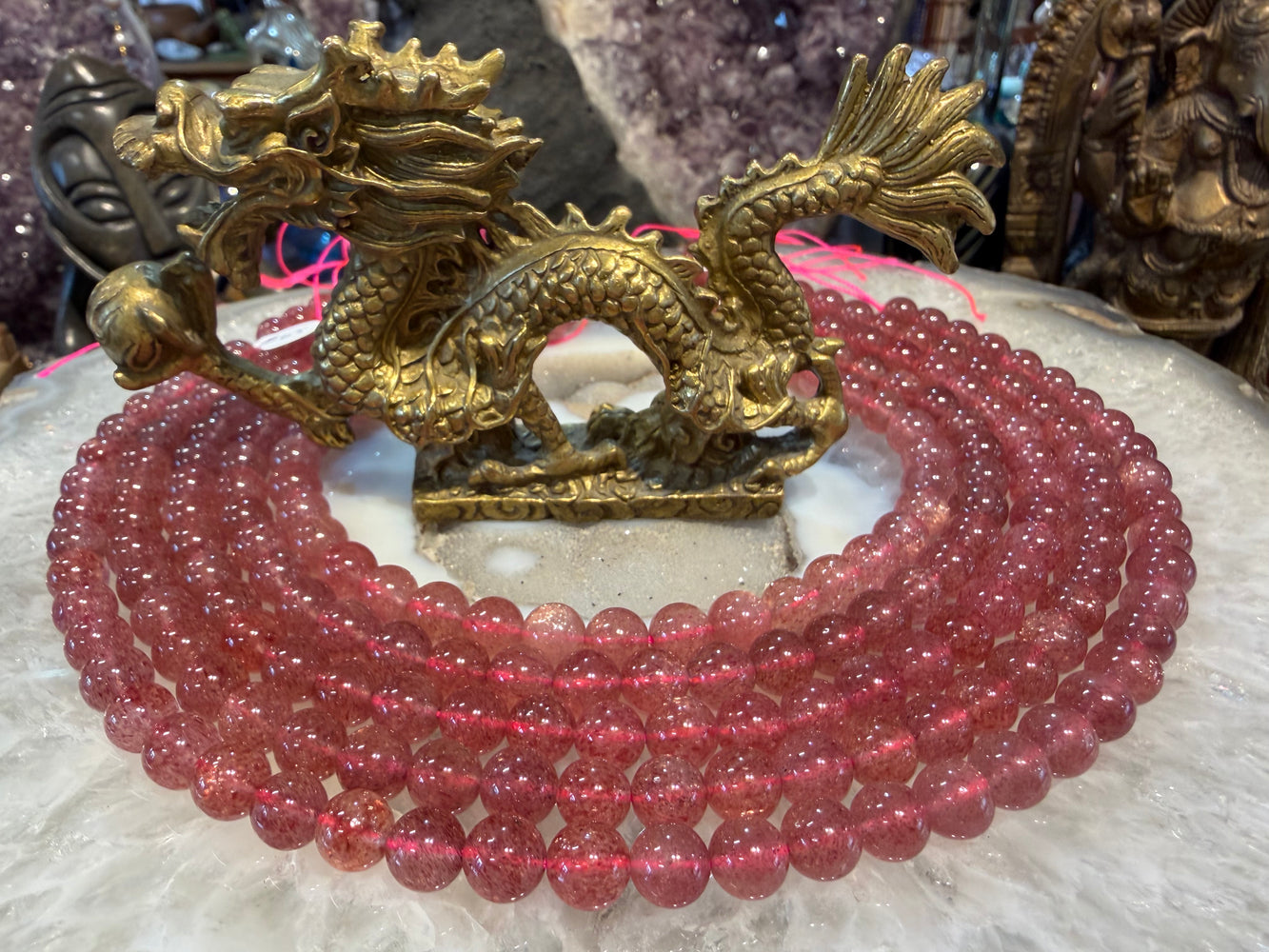 Superb Strawberry quartz mica 8mm gemstone