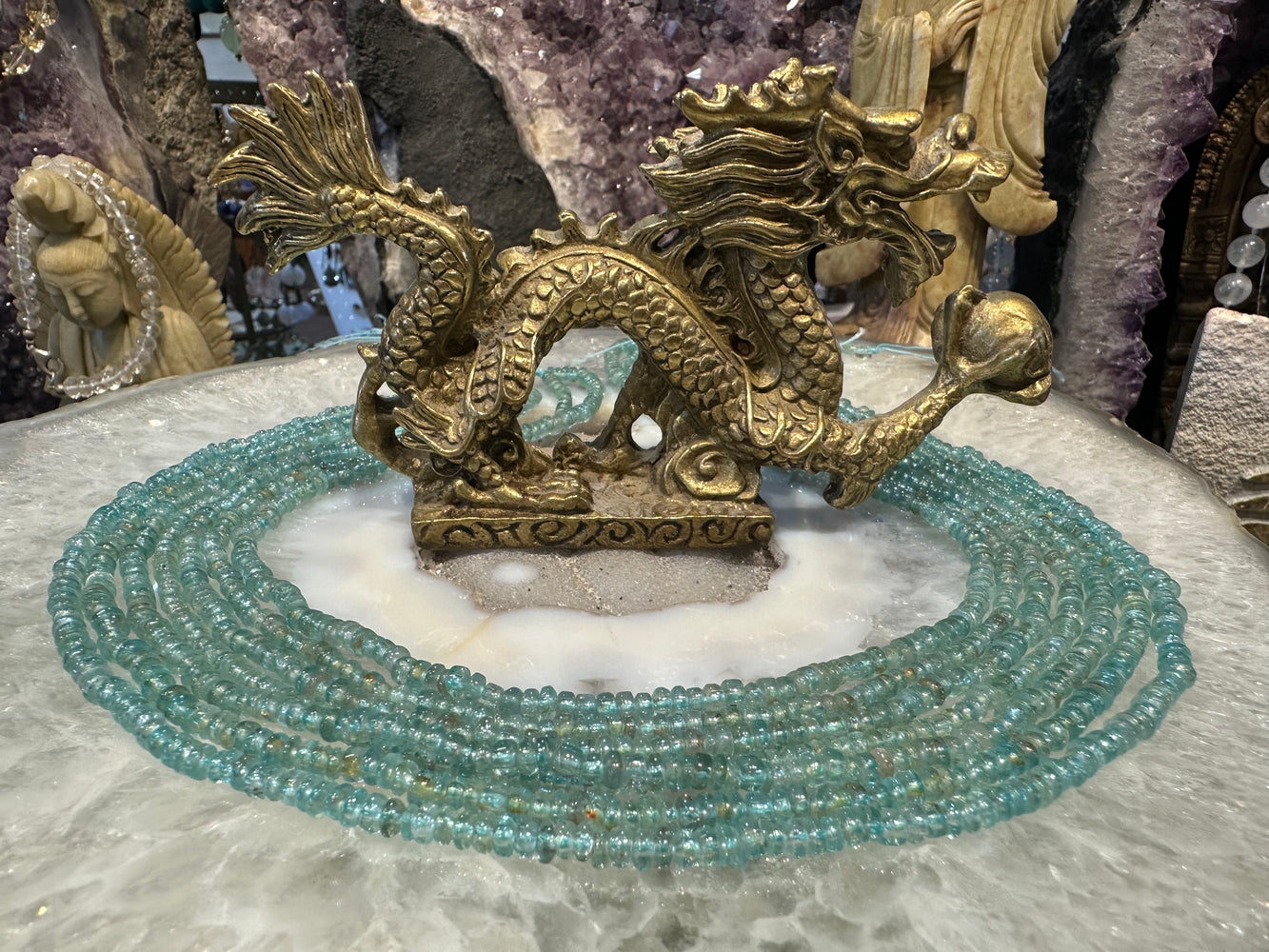 Apatite 4mm golden rondelle gemstone