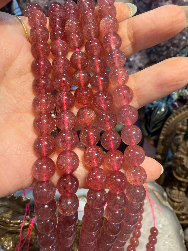 Superb Strawberry quartz mica 8mm gemstone