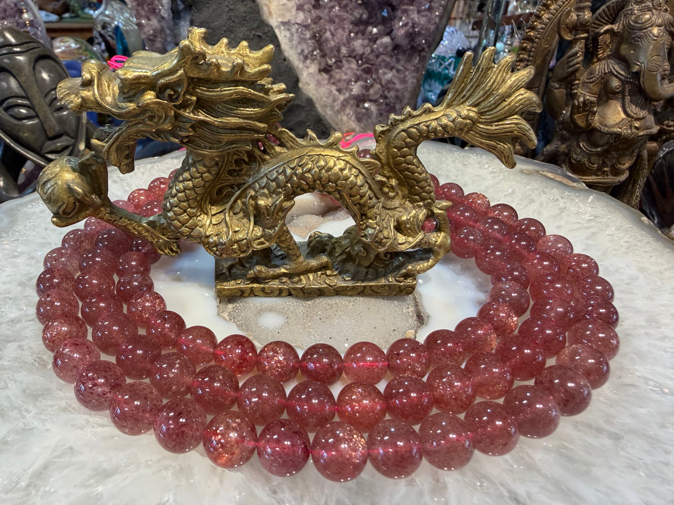 Superb Strawberry quartz mica 10mm gemstone