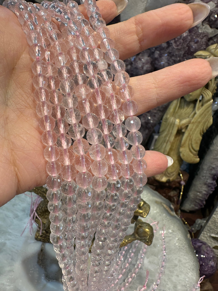 Rose quartz 6mm gem faceted Madagascar gemstone