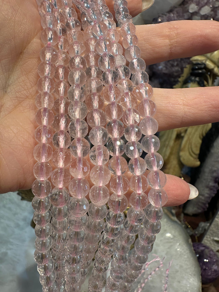Rose quartz 6mm gem faceted Madagascar gemstone