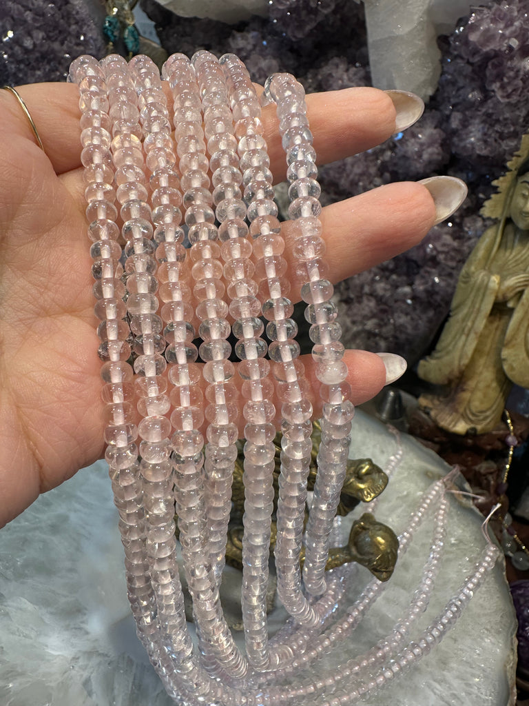 Rose quartz 6mm smooth rondelle