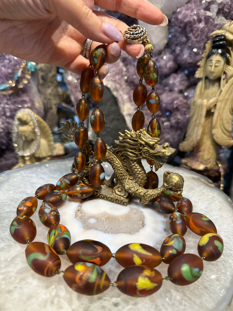 Superb Vintage Czech glass swirl 2 strand necklace