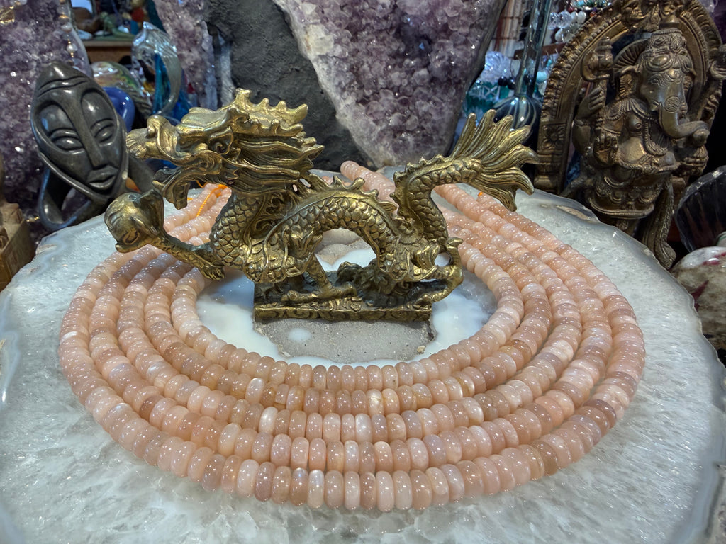 Peach moonstone 8mm smooth rondelle gemstone