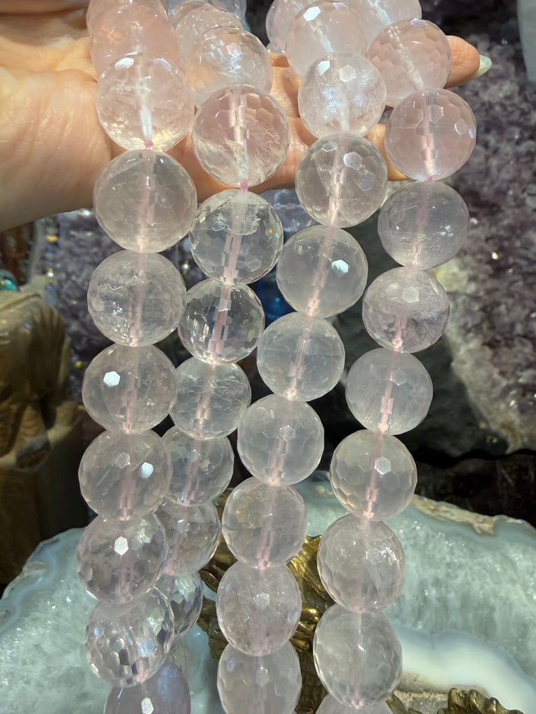 Rose quartz 16mm Madagascar faceted gemstone